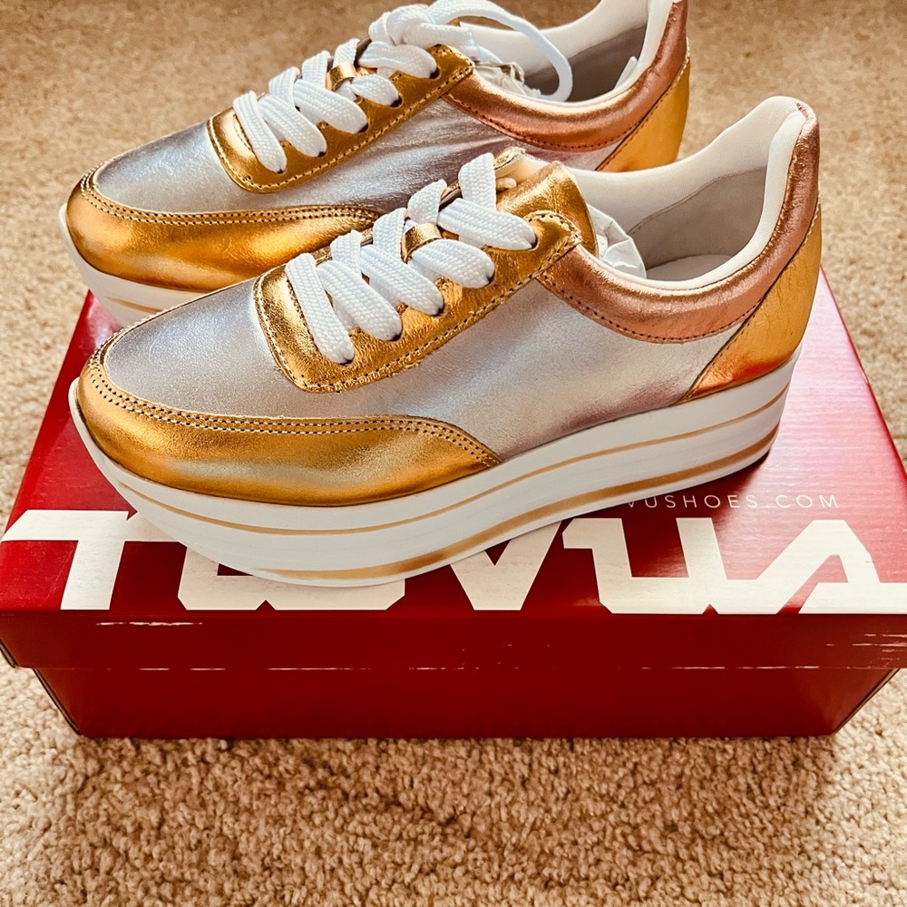 FILA Gold and Silver Chunky Platform Sneakers